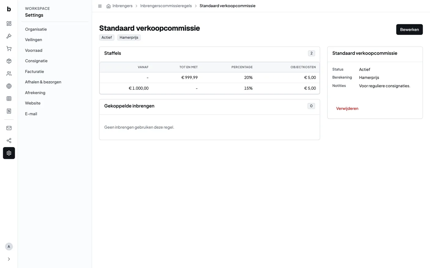 Een gestaffelde verkoperscommissieregel bewerken
